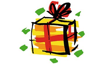 Die stilisierte Zeichnung eines Geschenks.