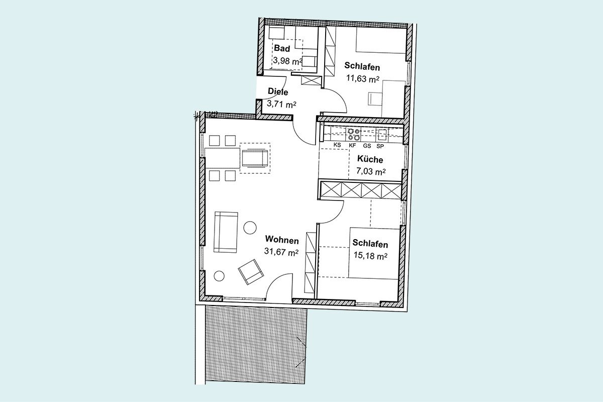 Betreutes Wohnen - Wohnung Typ 11