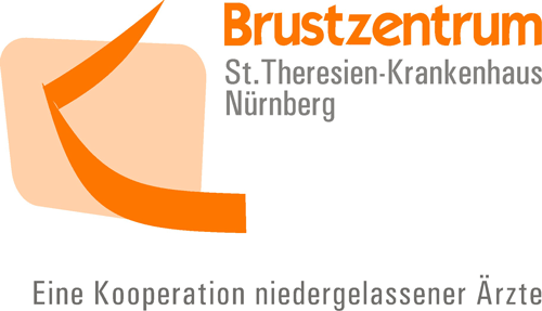 Logo des Brustzentrums St. Theresien-Krankenhaus Nürnberg mit orangem Design.