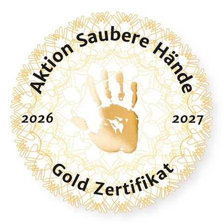 Das Goldzertifikat der Aktion Saubere Hände für das Jahr 2026/2027.