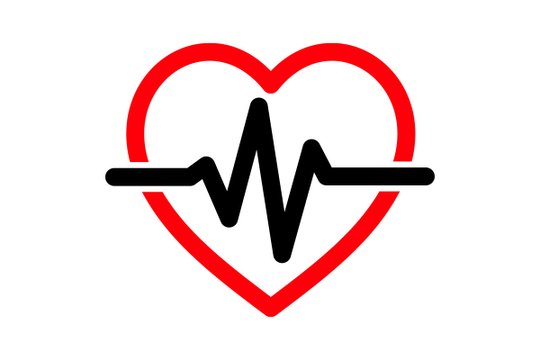 Herzsymbol mit schwarzem EKG-Linienverlauf, symbolisiert medizinische Ersteinschätzung.