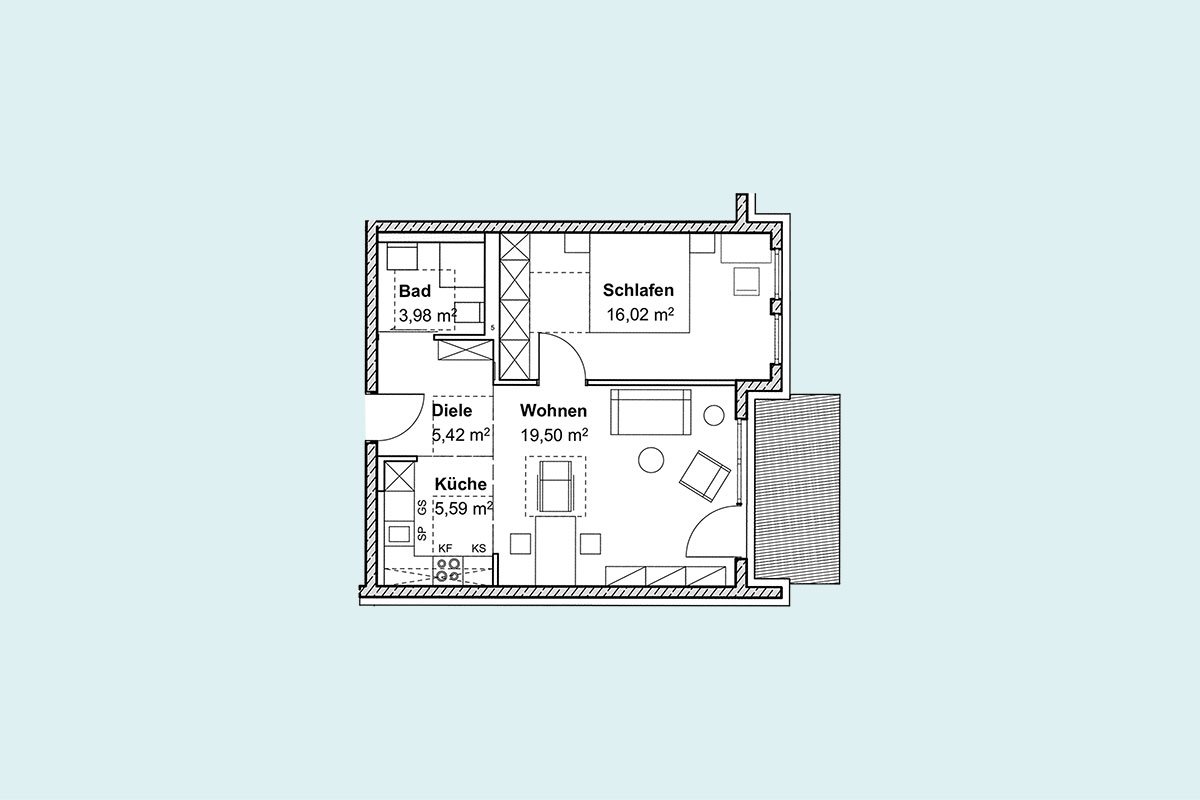 Betreutes Wohnen - Wohnung Typ 1