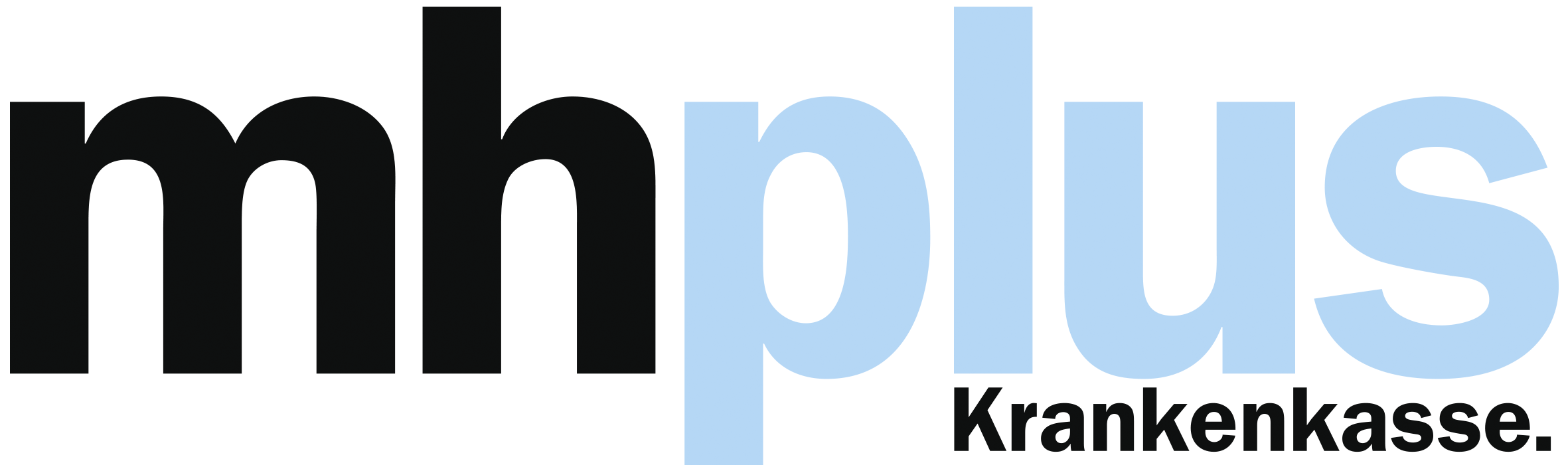 Logo der Krankenkasse mhplus in blauen Buchstaben auf weißem Hintergrund.