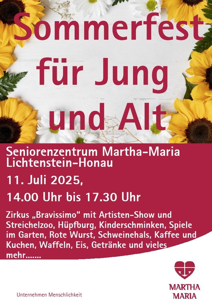 Einladung zum Sommerfest im Seniorenzentrum Martha-Maria Lichtenstein-Honau 2025
