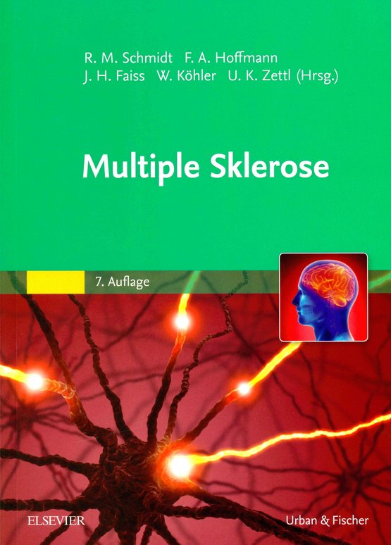 Buchcover 'Multiple Sklerose', 7. Auflage, grün mit neuronalen Netzwerken.