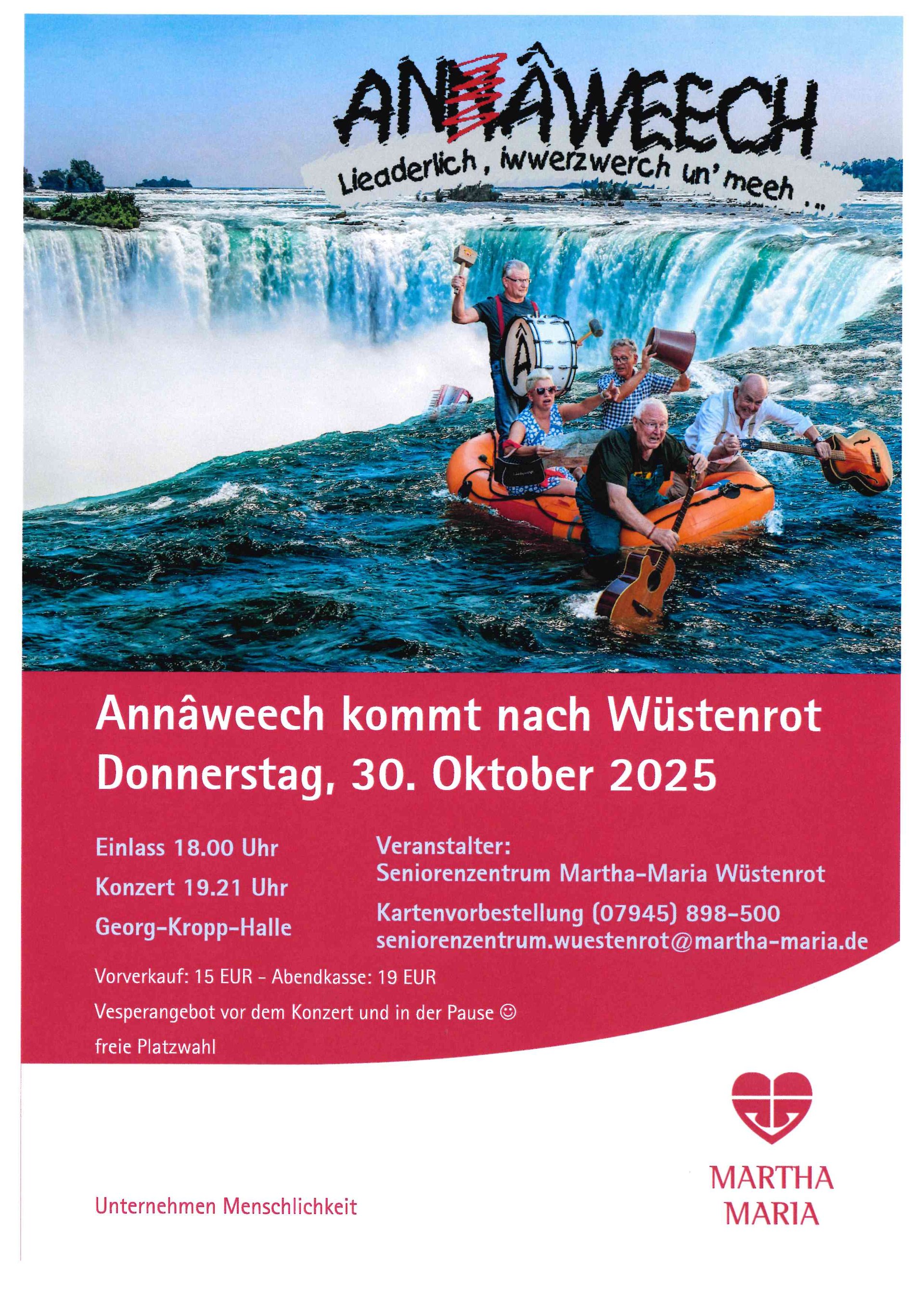 Plakat für das Annâweech-Konzert am 30. Oktober 2025 in Wüstenrot.