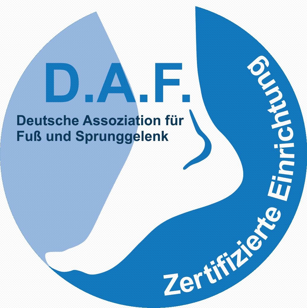 Logo der Deutschen Assoziation für Fuß und Sprunggelenk, zertifizierte Einrichtung.