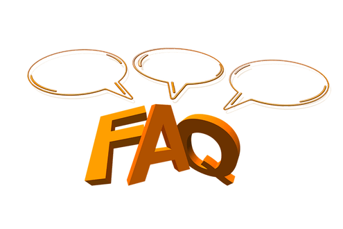 FAQ-Symbol mit drei Sprechblasen, häufig gestellte Fragen.