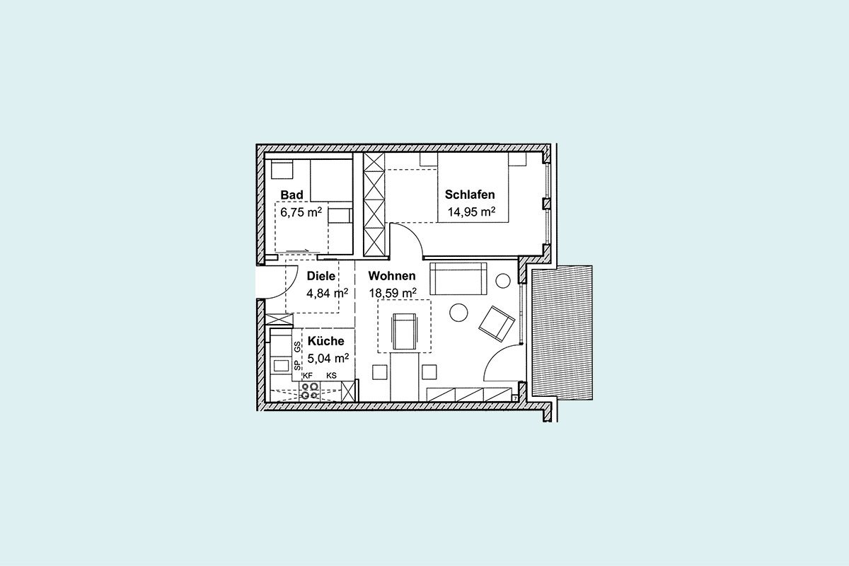 Betreutes Wohnen - Wohnung Typ 2